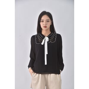 (M) iris girls寬鬆黑色長袖上衣二手衣