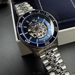 [星晴錶業]MASERATI手錶,44mm,R8823140011銀寶藍色雙面機械鏤空錶面寶藍錶殼銀色精鋼錶帶款, , large
