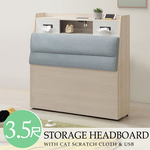 【Homelike】喜家居單人3.5尺附USB貓抓布收納床頭箱(2502), , large