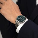 CITIZEN 星辰 光動能復古風計時手錶-銀x紳士綠 AT2149-85X, , large
