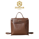 【ZENDAR】限量1折 頂級小牛皮手提包肩背包後背包 維多利亞系列 全新專櫃展示品(摩卡色), , large