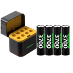 【ineno】3號/AA 恆壓可充式1.5V鋰電池全新特大能量3700mWh4入+(3號8槽)AI隨身收納盒充電器, , large
