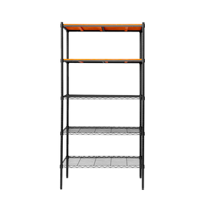 【Y HOUSE】90x45x180cm pine five-layer storage rack rack iron rack - black teak,  【Y HOUSE】90x45x180cm pine five-layer storage rack rack iron rack - black teak