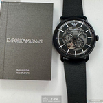 [星晴錶業]ARMANI手錶,44mm,AR00050黑色錶面黑錶殼深黑色真皮皮革錶帶款, , large
