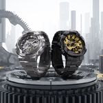 CASIO 卡西歐 G-SHOCK 工業風大錶殼金屬雙顯手錶 520情人節 送禮推薦-黑x金 GM-110BD-1A9, , large