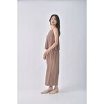 (F) 高腰質感無袖杏色連身裝二手衣, , large