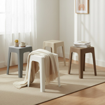 【AOTTO】莫蘭迪貓抓皮加厚疊加方形椅凳2入-奶白色(ID-001W*2), , large