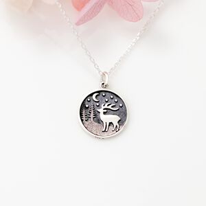 【Angel & Me】墾丁 梅花鹿 森林之夜 s925 純銀項鍊 生日禮物