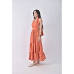 (S) 【安于晴Charlene私服】質感掛脖露背橘色洋裝二手衣, , large