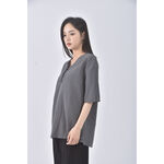 (L) 質感V領灰色短袖上衣二手衣, , large