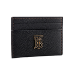 BURBERRY TB 標誌粒紋牛皮4卡名片/卡片夾/黑色, , large