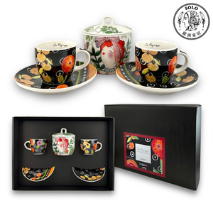 【SOLO Vintage】EGAN Italian Pottery Coffee Mug Sugar Box Set Black 90ml