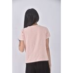 (S) 棉質假兩件粉色短袖上衣二手衣, , large