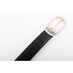 Montblanc 萬寶龍 馬蹄型亮面鍍鈀針式搭扣雙面可用皮帶/黑色/棕色, , large