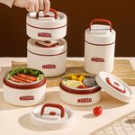 【A&R】二入組 新款日式雙耳304不鏽鋼便當盒附保溫袋、餐具組 1600ML 保溫款 栗子紅, , large