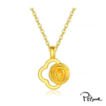 【Prisme Gold】黃金項鍊 四葉玫瑰花 鍊墜項鍊 (金重：約0.08錢±0.03), , large
