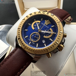 [星晴錶業]VERSACE手錶,46mm,VS11331寶藍色錶面金色錶殼咖啡色真皮皮革錶帶款, , large
