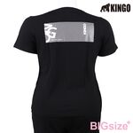 KINGO-大尺碼-女款 圓領T恤-黑-414135, , large