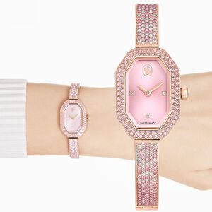 SWAROVSKI 施華洛世奇 Dextera 璀璨水晶八角手鐲手錶 女錶-粉紅/31 x 19mm(5717588)