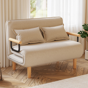 【AOTTO】120公分特大款多功能懶人折疊沙發床-米色(SF-005M)