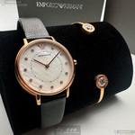 [星晴錶業]ARMANI手錶,30mm,AR00065貝母錶面玫瑰金錶殼深黑色真皮皮革錶帶款, , large