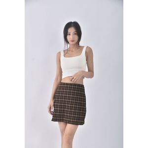 (S) brandy melville質感格紋綠色短裙二手衣