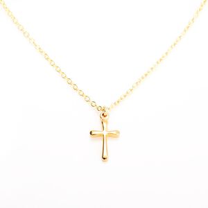 【Angel & Me】14KGF Gold-filled Gold Simple Cross Necklace Birthday Gift