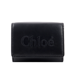 CHLOE' Sense 刺繡標誌小款三折短夾/黑色, , large