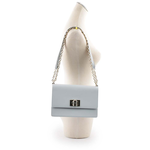 FURLA 1927 拱門轉釦小款翻蓋鏈帶二用包/淺藍色, , large