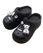 [e shoe store] Amy height-enhancing women's hole shoes/gardener shoes/waterproof slippers black 25.5CM, , large