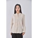 (S) uniqlo棉質條紋純棉杏色長袖上衣二手衣, , large