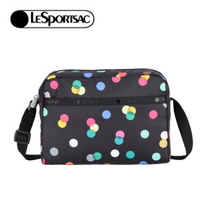 |快速出貨|Lesportsac Daniella Crossbody 輕便拉鍊斜背包/ 圓點漂浮氣球 黑色