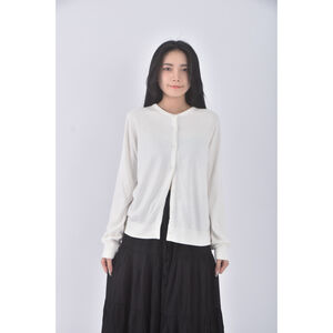 (XL) uniqlo質感棉質圓領白色長袖上衣二手衣