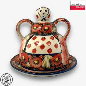 【SOLO歐洲家居】波蘭製 Cerraf 波蘭陶 14cm 起司娃娃 奶油盅/點心盤 赤霞花語系列