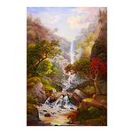 【御畫房】高山飛瀑 國家一級畫師手繪油畫60×90cm(VF-104), , large
