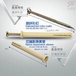GS MALL 台灣製造 1組100入 尼龍膨脹螺絲 壁虎螺絲 麻根塞螺絲 裝修螺絲 鍍鋅螺絲 尼龍螺絲 膨脹螺絲 螺絲, , large