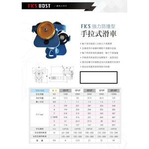 WIN五金 FKS BOST 鍊條式滑車 齒輪式滑車 鍊動小車 工字鐵滑車 手推滑車 跑車 絞盤 手拉吊車 手搖吊車