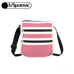 LeSportsac 3-Zip Crossbody 三層拉鍊斜背包 手機包 送禮-桃紅色