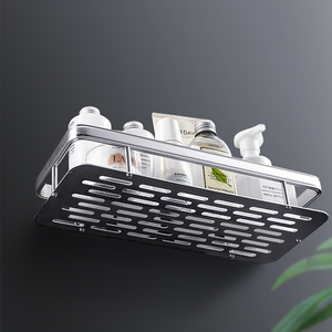 【上手家居】太空鋁無痕置物架-銀白色(浴室收納/廁所置物架/浴室收納架/無痕置物架/太空鋁沐浴露架)