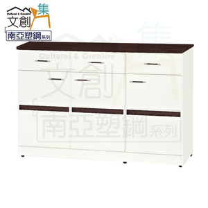 【文創集】寶莉 環保4.1尺南亞塑鋼三抽三門餐櫃/收納櫃(客約商品)