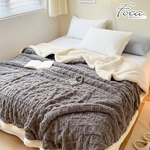 【FOCA】Streamer Gray | Three-dimensional woven jacquard warm wool sherpa double-sided blanket (150X200cm), , large