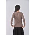 (S) jenny eyelet韓牌質感圓領棕色長袖上衣二手衣, , large