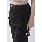 (XL) 高腰縮口黑色長褲二手衣, , large