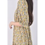 (S) daidizi碎花質感V領黃色洋裝二手衣, , large