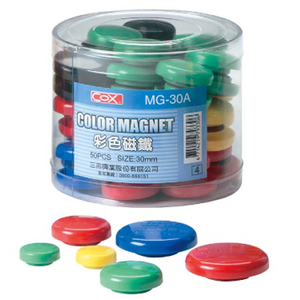 【COX 三燕】30mm 筒裝 彩色 磁鐵  50粒 /筒 MG-30A