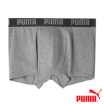 PUMA 平口內褲 1件組 彪馬 跳豹 男內褲 平角內褲 修身 防捲邊 貼合 耐穿 柔軟 棉質 排汗 透氣 抗菌 黑 灰, 灰,L, large