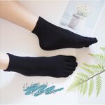 [Kaimei Cotton] 8 pairs set, black MIT made in Taiwan, antibacterial and deodorizing flat cotton toe socks, , large