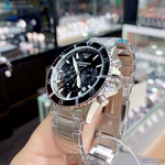 [星晴錶業]ARMANI手錶,42mm,AR00014黑色錶面黑錶殼銀色精鋼錶帶款, , large