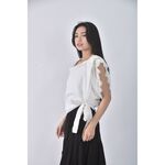 (S) iroo質感假兩件白色長袖上衣二手衣, , large