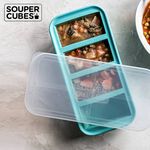官方直營【Souper Cubes】多功能食品級矽膠保鮮盒4格_湖水綠(250ML/格), , large